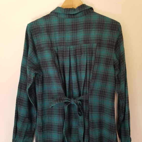 APRIL Cornell Fannel Cotton Plaid Prairie Maxi Long Sleeve Dress Size Small - Picture 6 of 9